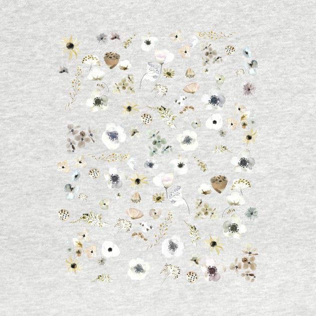 dry flowers watercolor pattern by colorandcolor